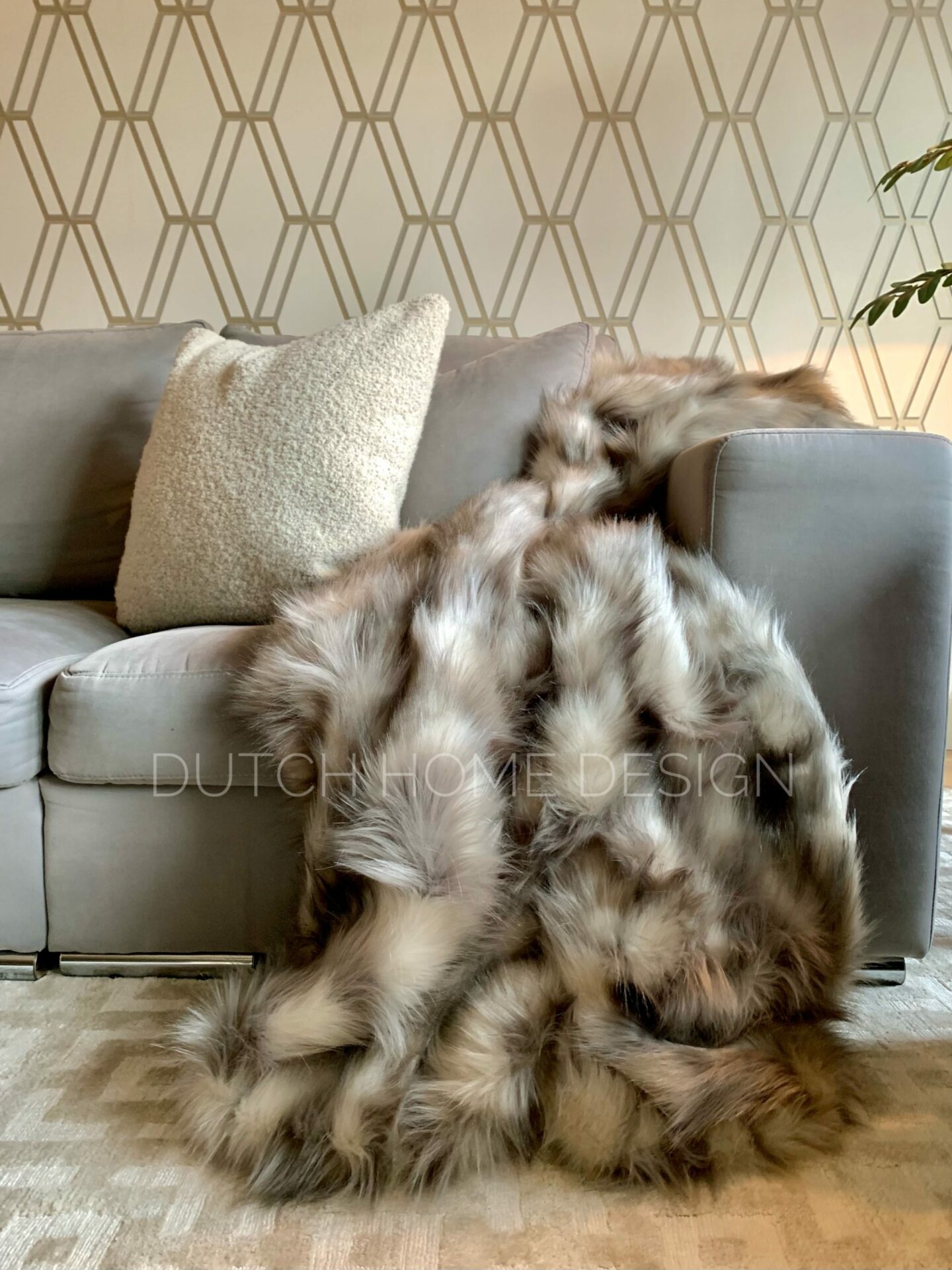 strand cement Moreel DHD | LUXURY faux fur plaid | TAUPE